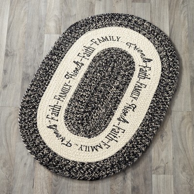 1'8"x2'6" Oval Braided Accent Rug Black - The Lakeside Collection