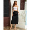 Women Y2k Cargo Long Skirt Drawstring Waist Casual Back Ruched Vintage Slit Skirts with Pockets - 3 of 4