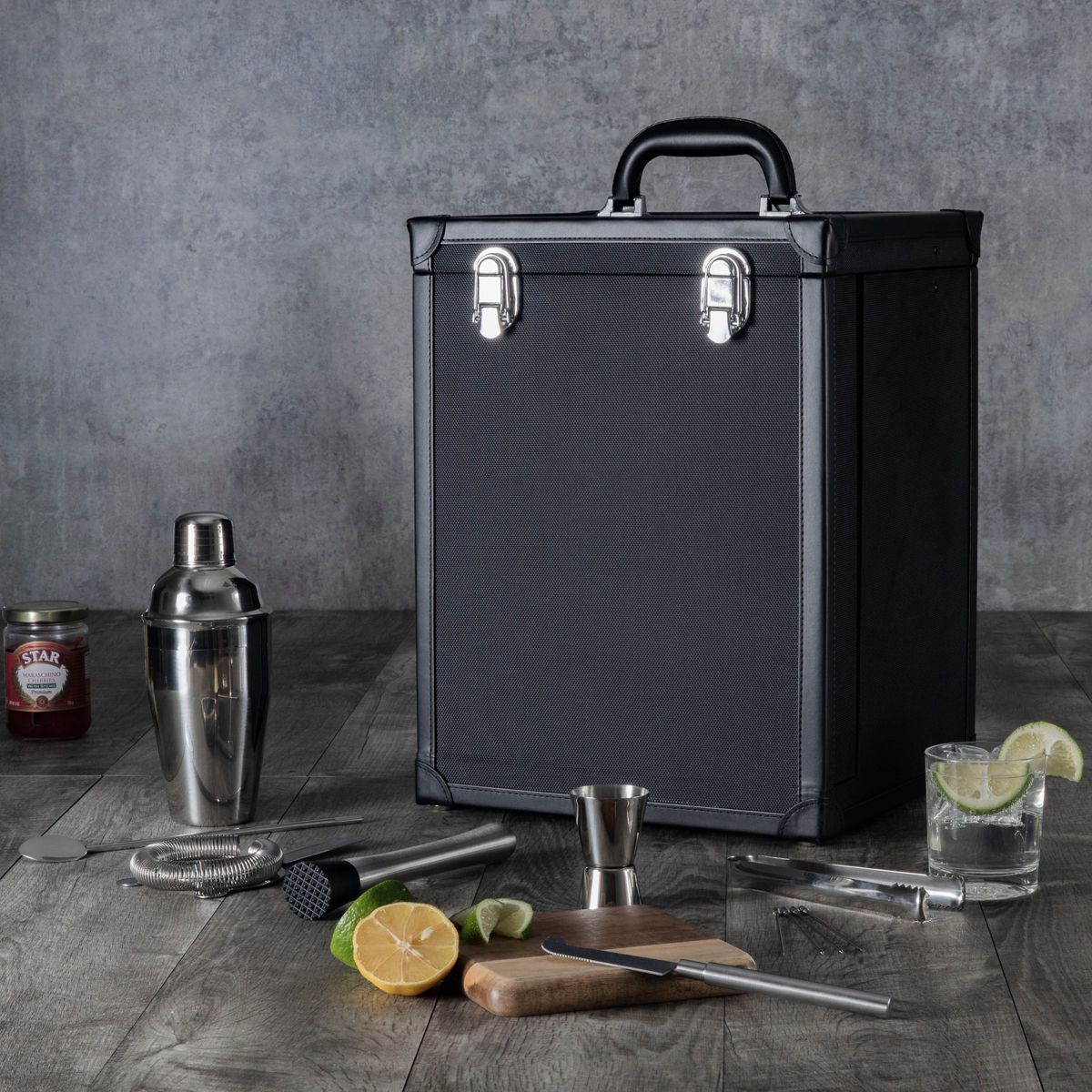 Legacy Hamilton Portable Cocktail Bar Case with Cocktail Shaker Set - thumbnail 2