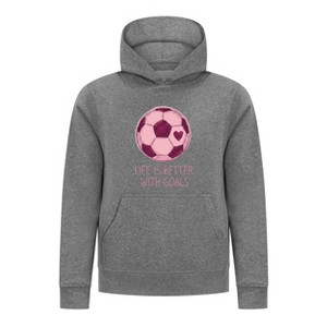 Everyday Kids Sports Collection Life-Is-Better-With-Goals Soccer Girls Pullover Hoodie – Pink Heart Ball Graphic Sweatshirt - 1 of 4