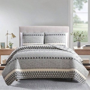 Bohemian Quilt Set Full Queen Size 3 Piece, Lightweight Soft Reversible Bedspread Sets for All Season 1 Quilt 2 Pillow Shams - 1 of 4