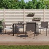 vidaXL Patio Dining Set Table and Chair with Cushions Poly Rattan and Steel - Brown 63" Table Length 4 Chairs - 2 of 4