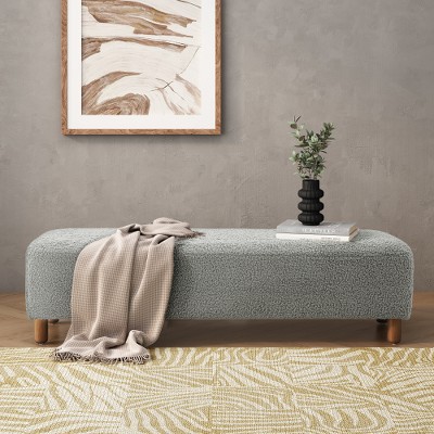 Upholstered Ottoman Bench, Modern Comfortable Bench Long Footrest Padded Seat, 250lbs Weight Capacity, Rectangle Footstool For Living Room