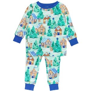 RuffleButts SoftSnooze Gender Inclusive Holiday Long Sleeve Pajama Set - 1 of 2
