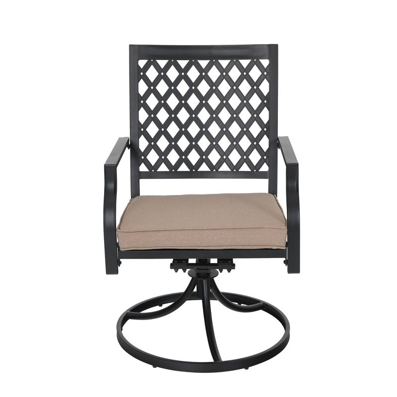 7pc Metal Patio Dining Set with Rectangular Umbrella Table &#38; 6 Swivel Chairs - Captiva Designs, 6 of 12
