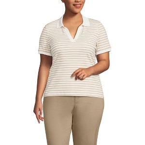 Lands' End Women's Short Sleeve Wide Rib Polo - 1 of 3