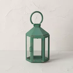 Small Iron/Glass Outdoor Lantern Candle Holder Green - Opalhouse™ designed with Jungalow™