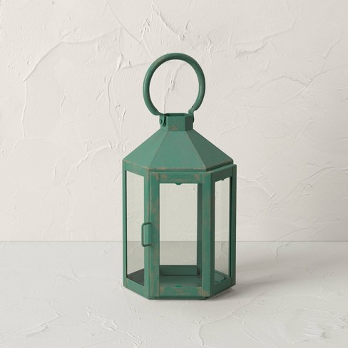 Iron/Glass Outdoor Lantern Candle Holder Green - Opalhouse™ designed with Jungalow™ - image 1 of 4