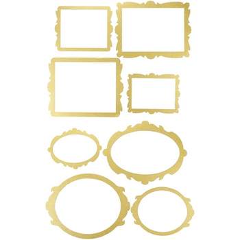 Blue Panda Photo Booth Frame - 8-Pack Gold Glitter Picture Frame Party Supplies, Selfie Frame Cutouts
