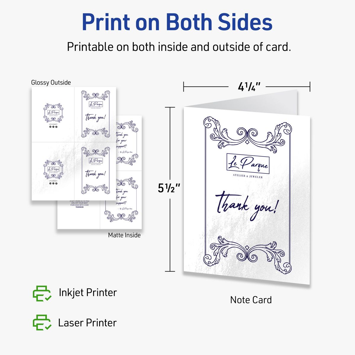 Avery Glossy White Note Cards, 4-1/4" x 5-1/2" Rectangle - thumbnail 6