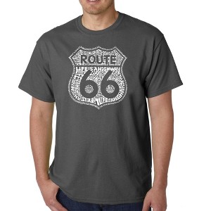 LA Pop Art Men's Word Art T-shirt - Route 66 - Life is a Highway - 1 of 4