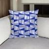 HomeRoots 18" Blue and White Geometric Cotton Throw Pillow With Embroidery - 2 of 4