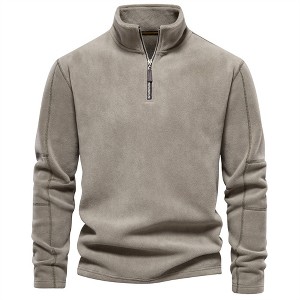 Men's Quarter-Zip Pullover Fleece Sweatshirt Men Turtleneck Tops for Fall and Winter,Olive Green - S - 1 of 4