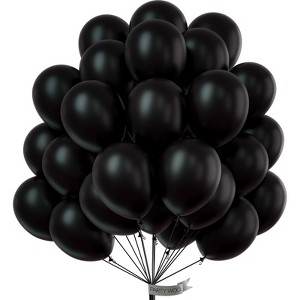 PartyWoo Balloons Black Matte 12 Inch 50 pcs - 1 of 4