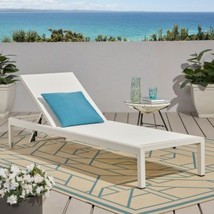 Adjustable White Outdoor Lounger for Terrace, Beach, and Courtyard Use by the Swimming Pool - 1 of 4