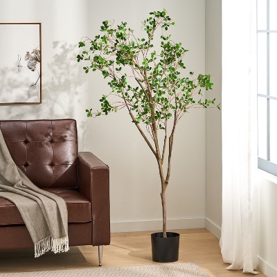 NicBex Artificial Tree in Pot  Realistic Disc Leaf Faux Plant with Bendable Branches, Calming Home Decor Floor Tree No Maintenance