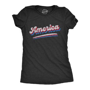 Womens America Retro Glitter T Shirt Cool Patriotic Fourth Of July Party Tee For Ladies - Crazy Dog Women's T Shirt - 1 of 4