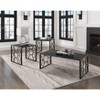 Vynxaria Series 24 in. Black Square Glass End Table with Marble-Print Tempered Glass Top and Metal Base - 2 of 4