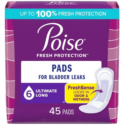 Image of Poise Original Design Postpartum Incontinence Pads for Women - Ultimate Absorbency - Long - 45ct