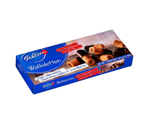 Bahlsen Waffeletten Dark Crispy Rolled Wafers & Dark Chocolate 3.5 oz