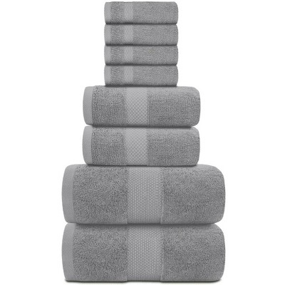 Luxury Light-Grey Heavyweight Cotton 8-Piece Towel Set