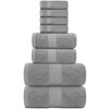 White Classic Luxury 100% Cotton 8 Piece Towel Set - 4x Washcloths, 2x Hand, and 2x Bath Towels - 2 of 4