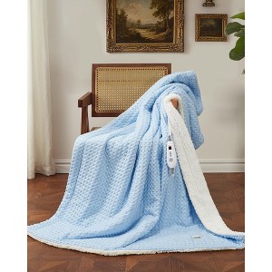 GustoWave Waffle Electric Heated Blanket Throw, Fast Heating with Controller, Machine Washable, 5 Sizes Available - 1 of 4