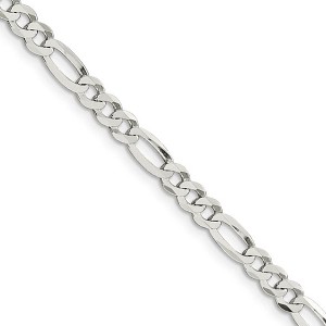 Black Bow Jewelry 4.5mm Sterling Silver Flat Figaro Chain Necklace - 1 of 4