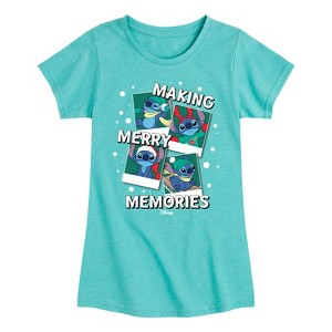 Girls' - Lilo and Stitch - Making Merry Memories Christmas Fitted Short Sleeve Graphic T-Shirt - 1 of 4
