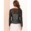 INSPIRE CHIC Women's Long Sleeves Self Tie Ruffle Mesh Casual Bolero Cardigan - 3 of 4