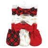 Hudson Baby Infant Girl Cotton Headband and Scratch Mitten Set, Fancy Plaid Snowflake, 0-6 Months - 2 of 4