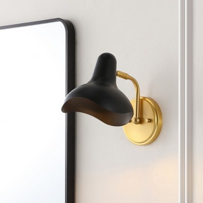 Norrix 10" Black and Brass Gold Wall Sconce Set