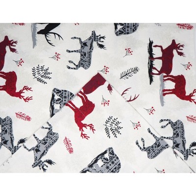 Queen Northwoods Print Cotton Flannel Deep Pocket Sheet Set