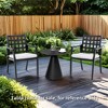SKRAN Cast Aluminum Outdoor Patio Set of 2 Dining Chairs with Cushion , Textured Black Finish, Ergonomic Lattice Backrest Design for Garden - 2 of 4