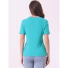 Allegra K Women's Casual Round Neck Basic Textured Summer T-Shirt - 3 of 4