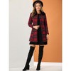 Allegra K Women's Buffalo Checks Winter Peter Pan Collar Long Plaid Coat - 3 of 4