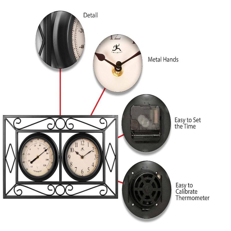 11.5&#34;x18.5&#34; The Bookend Wall Clock Black - Infinity Instruments, 4 of 7