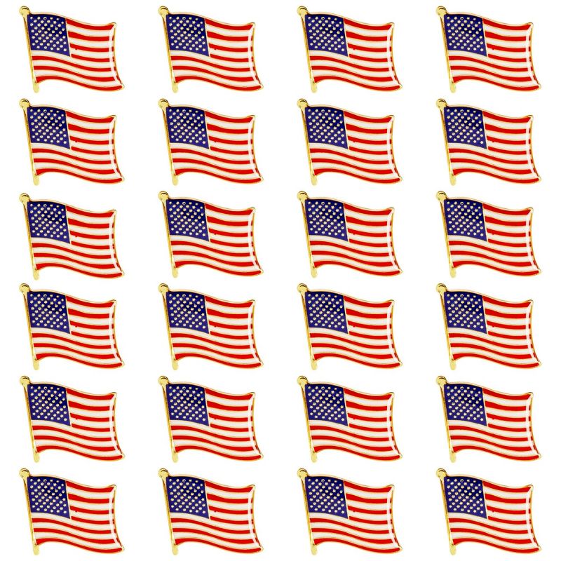 Juvale 24 Pack USA American Flag Lapel Pins, Patriotic US Flag Pins for July 4th, National Day, Celebrations, Decorations, 1 of 9