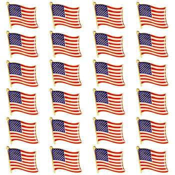 Juvale 24 Pack USA American Flag Lapel Pins, Patriotic US Flag Pins for July 4th, National Day, Celebrations, Decorations