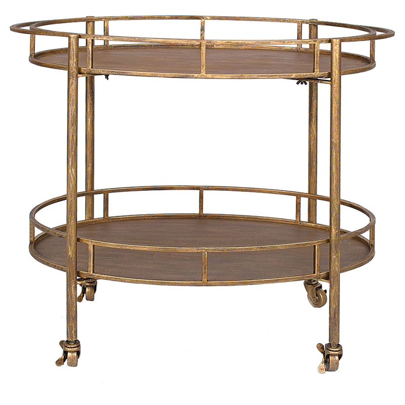 Oval 2-Tier Bar Cart on Casters Gold (34-1/2&#34;Lx30&#34;H) - Storied Home, 1 of 6