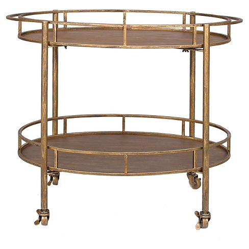 Oval 2-Tier Bar Cart on Casters - Gold (34-1/2"Lx30"H) - image 1 of 3