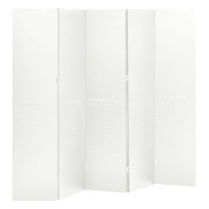 vidaXL 5-Panel Room Divider White 78.7"x70.9" Steel - 1 of 4