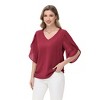 Anna-Kaci Women's V-Neck Blouse with Split Sheer Short Sleeves and Relaxed Fit Silhouette - 2 of 4