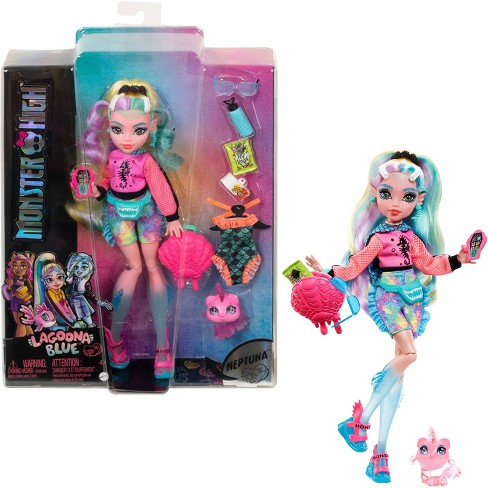Monster High Doll, Lagoona Blue with Accessories and Pet Piranha, Posable  Fashion Doll with Colorful Streaked Hair