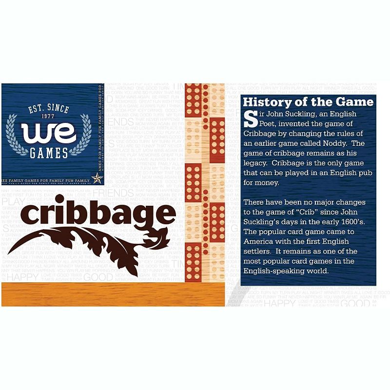 WE Games Classic Cribbage Set - Solid Wood Continuous 2 Track Board with Metal Pegs, 4 of 5
