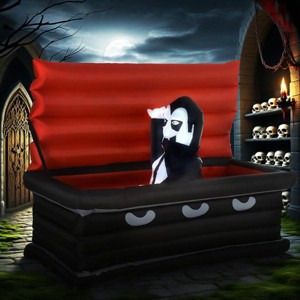 Hrinhom Halloween Inflatables Outdoor Decorations Vampire and Giant Coffin,Blow Up LED Yard Decor - 1 of 4