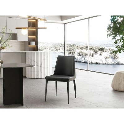 Whiteline Modern Living Carrie Black Faux Leather Sanded Coated Steel Base Frame Dining Chair