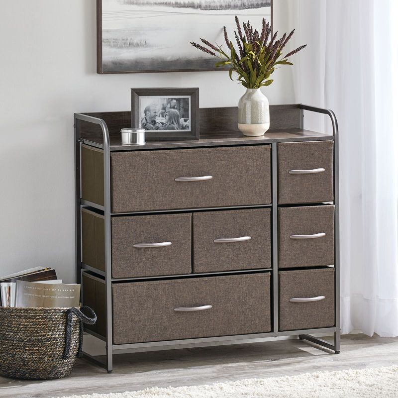mDesign Large Storage Dresser Furniture with 7 Fabric Drawers, 2 of 6