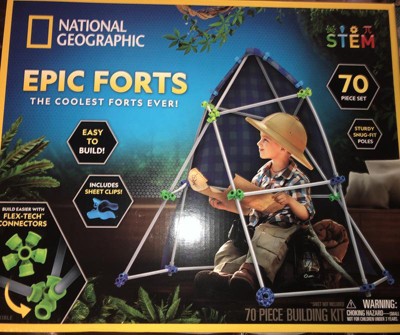 NATIONAL GEOGRAPHIC Kids Fort Building Kit - 70-Piece Indoor Fort