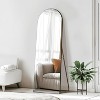 Wooakway 63"H Black Solid Wood Right Angle Arch Floor Mirror with Stand Full Length for Bedroom Living Room - 2 of 4